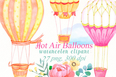 Hot Air Balloons clipart Bundle |balloon png | sky clip art.