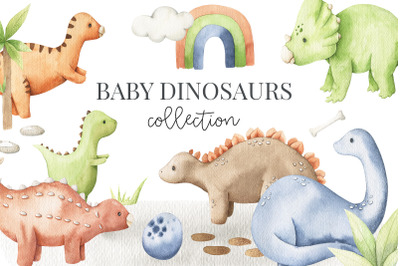Baby dinosaurs - watercolor set
