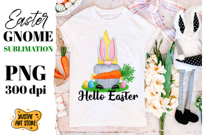 Easter gnome and carrot sublimation design. Hello Easter