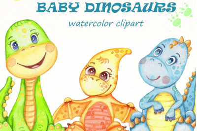 Dinosaurs watercolor clipart Bundle | Cute dino png, animal clipart.
