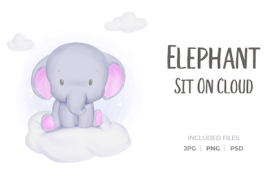 Elephant Sit On Cloud