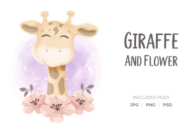 Giraffe And Flower
