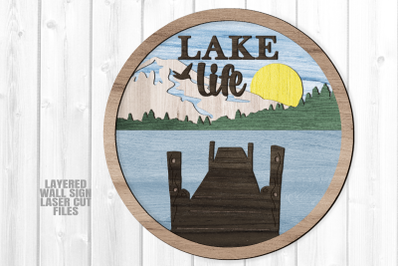 Lake Life SVG Laser Cut Files Round Lake Sign SVG Glowforge