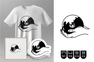 earth day in Silhouette for t-shirt Svg cut file