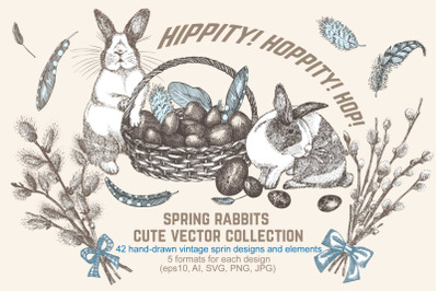 Spring Rabbit cute vector collection