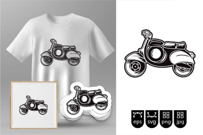 scooter vespa classic in Silhouette for t-shirt Svg cut file