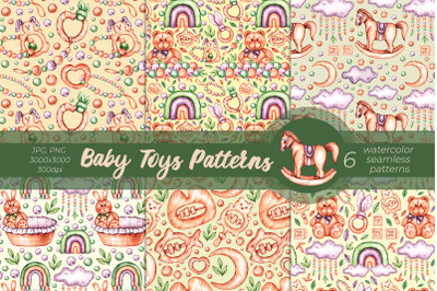 Baby Toys Patterns/ Watercolor Patterns PNG, JPG