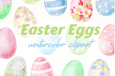 Watercolor Easter Eggs clipart Bundle | Easter egg png.