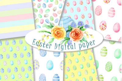 Easter Eggs seamless pattern Bundle | Easter egg papers.