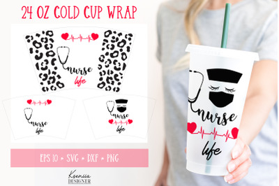 Nurse Life Starbucks Cup Full Wrap SVG. Venti Cold Cup Wrap