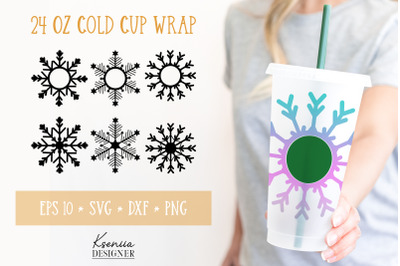Snowflakes Starbucks Cup Full Wrap SVG. Venti Cold Cup Wrap