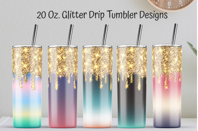 Gold Glitter Skinny Tumbler Sublimation Design