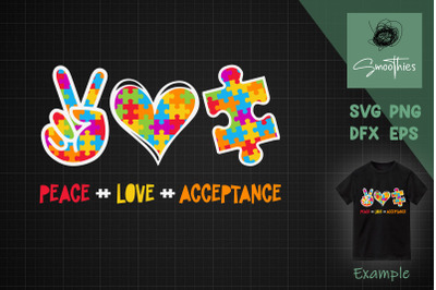 Peace Love Acceptance Autism Awareness