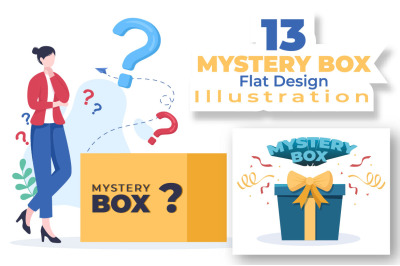 13 Mystery Gift Box Cartoon Illustration