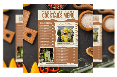 Vintage cocktails menu