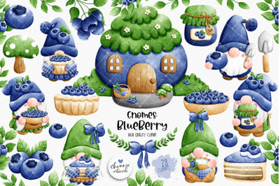 Blueberry gnomes clipart, blueberry clipart, gnome clipart, sping gnom