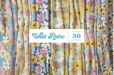 Wild Retro Floral Seamless Patterns and Objects