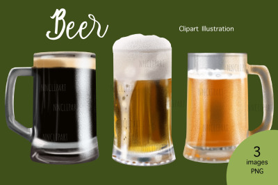 Watercolor Beer Clipart, Beer Download, Instant Download, Hops, Barrel