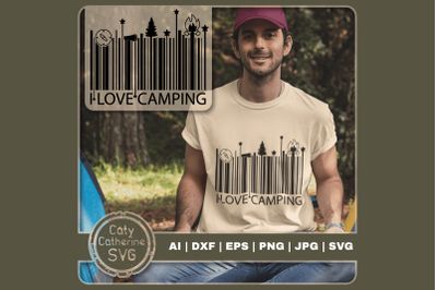 I Love Camping Barcode Camp Graphic SVG Cut File
