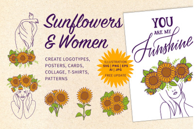 Sunflowers &amp; women bundle