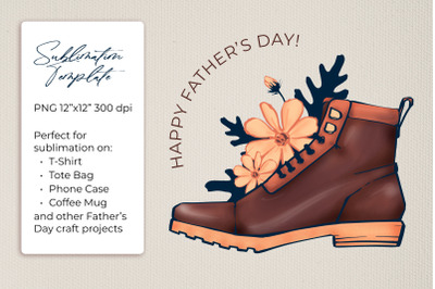 Father&#039;s Day Sublimation Template Shoe and Flowers