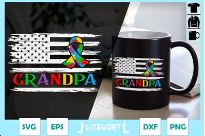 Autism Grandpa American Flag