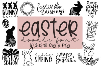 Easter Doodle Font | SVG Bundle | Crafting Font | Happy Easter | Bunny