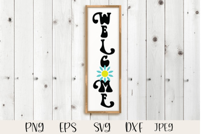 Welcome spring porch svg, groovy spring sign cut file