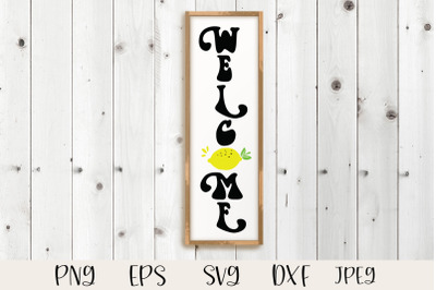 Welcome summer porch svg, groovy summer sign cut file