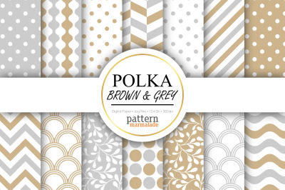 Polka Brown&nbsp;And Grey&nbsp;Digital Paper - BV030F