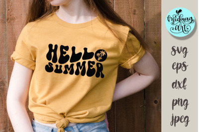 Hello summer svg, groovy summer cut file