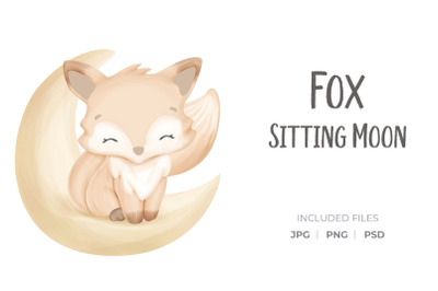 Fox Sitting Moon