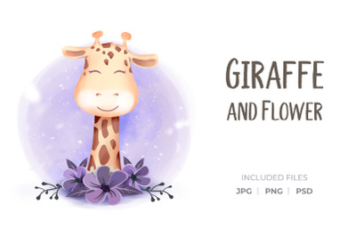 Giraffe Smile And Flower