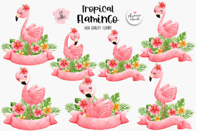 Tropical flamingo clipart
