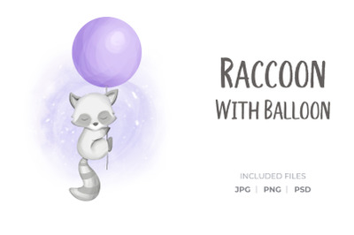 Raccoon With Balloon