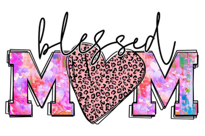 Blessed Mom Leopard Heart Sublimation