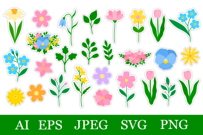 Spring flowers sticker PNG. Spring flowers sticker printable