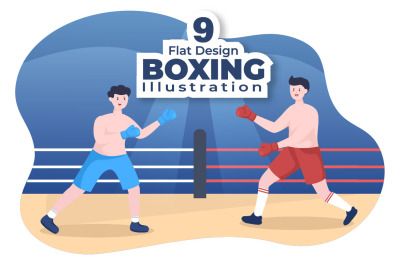 9 Professional Boxing Cartoon Illustration