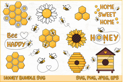 Honey bee Bundle, honeycomb SVG clipart, Bee SVG