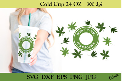 Cannabis 24 OZ Cold Cup Template. Full Wrap 24 OZ SVG