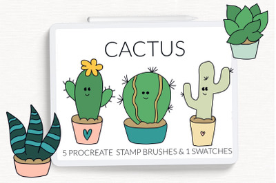 Cactus Procreate stamps brushes. Succulent Procreate stamps