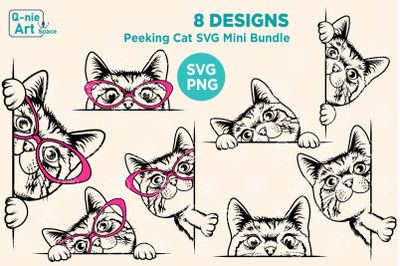 Peeking Cat SVG Bundle, Peekaboo Kitten Clipart