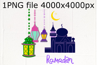 Ramadan lantern moon design