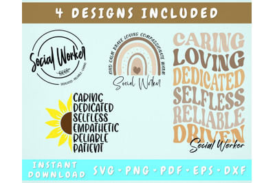 Social Worker SVG Bundle&2C; 4 Designs&2C; Social Worker Definition SVG