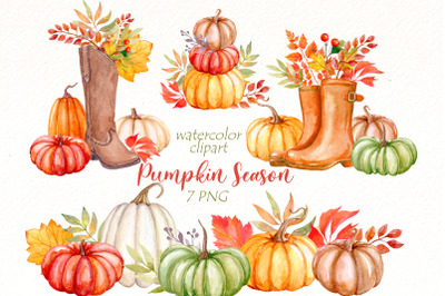 Fall Pumpkin Clipart, watercolor Autumn Pumpkin |  Harvest png.