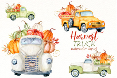 Hurvest Truck watercolor clipart Bundle | Pumpkin Png clipart.
