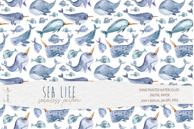 Cute kids sea life seamless pattern / Digital paper- 1 file