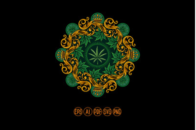 Classic crown luxury weed leaf mandala ornament