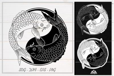 Fish Koi Yin Yang Svg Design