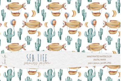 Cute cacti seamless pattern / Digital paper- 1 file